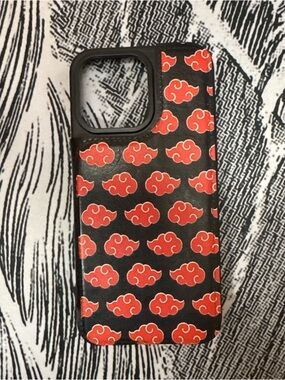 Red Cloud Pattern Black Phone Case - Unbranded
